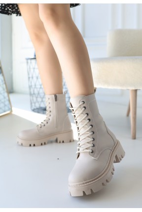 Flona Bej Cilt Bağcıklı Bot