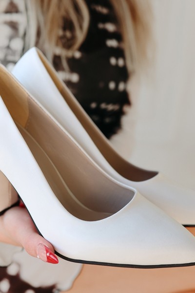 Giort Beyaz Cilt Topuklu Ayakkabı