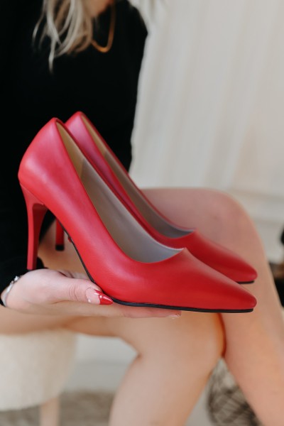 Jilya Kırmızı Cilt Stiletto Ayakkabı Jilya Kırmızı Cilt Stiletto Ayakkabı
