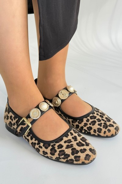 Koope Leopar Süet Babet Ayakkabı Koope Leopar Süet Babet Ayakkabı
