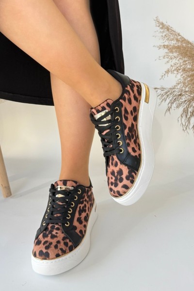 Kity Leopar Saten Bağcıklı Spor Ayakkabı Kity Leopar Saten Bağcıklı Spor Ayakkabı