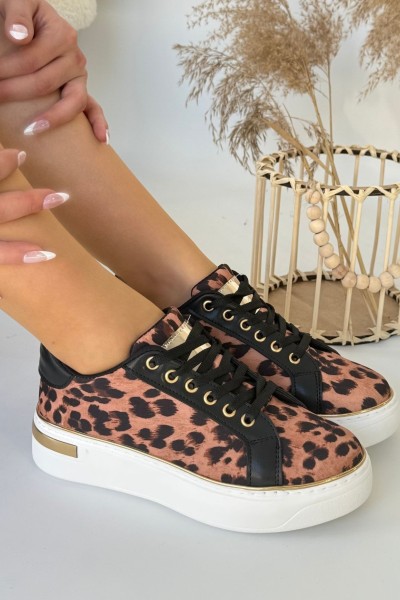 Kity Leopar Saten Bağcıklı Spor Ayakkabı Kity Leopar Saten Bağcıklı Spor Ayakkabı