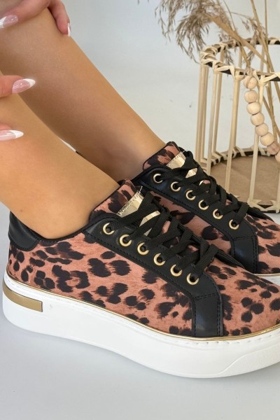 Kity Leopar Saten Bağcıklı Spor Ayakkabı Kity Leopar Saten Bağcıklı Spor Ayakkabı