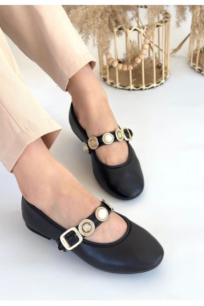 Atnis Siyah Cilt Babet Ayakkabı Atnis Siyah Cilt Babet Ayakkabı