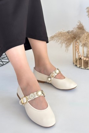 Atnis Bej Cilt Babet Ayakkabı Atnis Bej Cilt Babet Ayakkabı