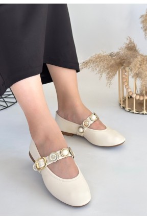 Atnis Bej Cilt Babet Ayakkabı Atnis Bej Cilt Babet Ayakkabı