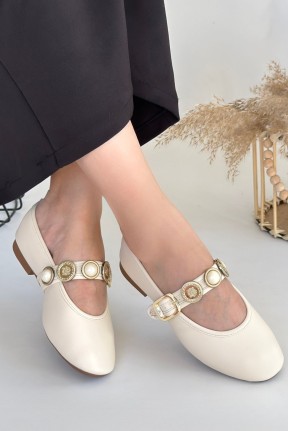 Atnis Bej Cilt Babet Ayakkabı Atnis Bej Cilt Babet Ayakkabı