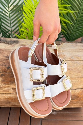 Stan Beyaz Cilt Sandalet Stan Beyaz Cilt Sandalet