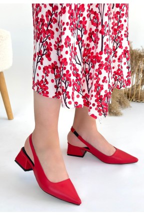 Morji Kırmızı Cilt Topuklu Ayakkabı Morji Kırmızı Cilt Topuklu Ayakkabı