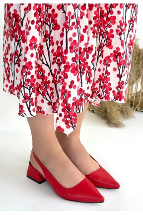 Morji Kırmızı Cilt Topuklu Ayakkabı Morji Kırmızı Cilt Topuklu Ayakkabı