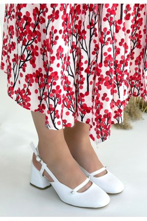 Jecci Beyaz Cilt Topuklu Ayakkabı