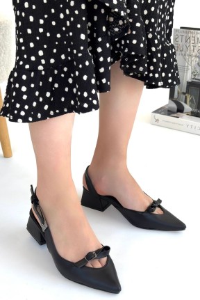 Rewat Siyah Cilt Topuklu Ayakkabı Rewat Siyah Cilt Topuklu Ayakkabı