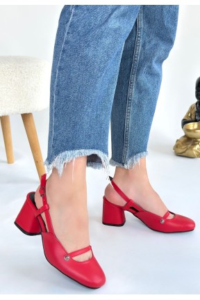 Jecci Kırmızı Cilt Topuklu Ayakkabı Jecci Kırmızı Cilt Topuklu Ayakkabı