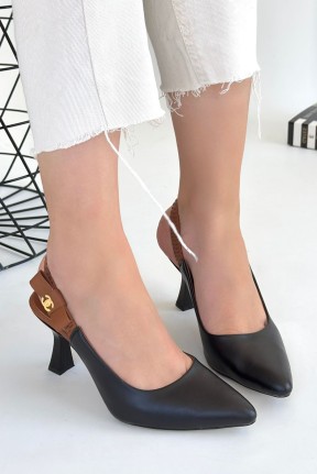 Toran Siyah Cilt Topuklu Ayakkabı Toran Siyah Cilt Topuklu Ayakkabı