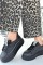Leope Siyah Cilt Bağcıklı Spor Ayakkabı Leope Siyah Cilt Bağcıklı Spor Ayakkabı