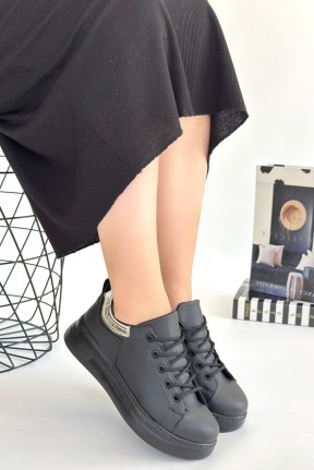 Sofio Siyah Cilt Bağcıklı Spor Ayakkabı Sofio Siyah Cilt Bağcıklı Spor Ayakkabı