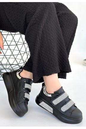 Nino Siyah Cilt Cırt Cırtlı Spor Ayakkabı