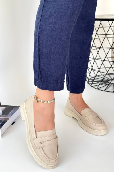 Narli Bej Cilt Oxford Ayakkabı Narli Bej Cilt Oxford Ayakkabı