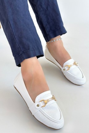 Rain Beyaz Cilt Babet Ayakkabı Rain Beyaz Cilt Babet Ayakkabı