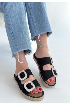 Hertas Siyah Nubuk Tokalı Terlik Hertas Siyah Nubuk Tokalı Terlik