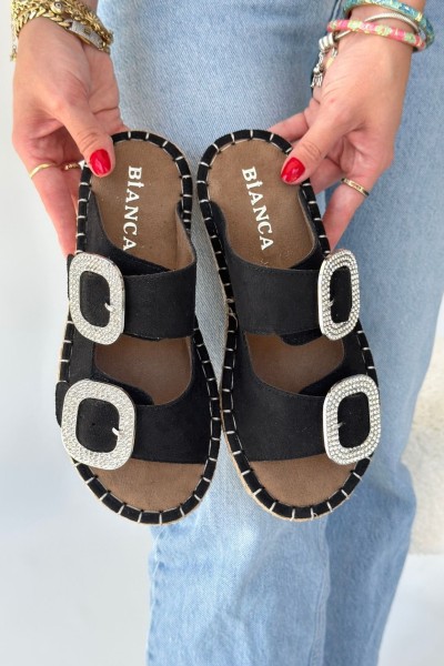 Hertas Siyah Nubuk Tokalı Terlik Hertas Siyah Nubuk Tokalı Terlik