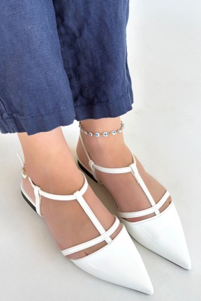 Canca Beyaz Rugan Babet Ayakkabı Canca Beyaz Rugan Babet Ayakkabı