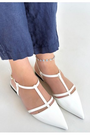 Canca Beyaz Rugan Babet Ayakkabı Canca Beyaz Rugan Babet Ayakkabı