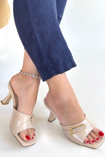 Sief Bej Rugan Topuklu Terlik Sief Bej Rugan Topuklu Terlik