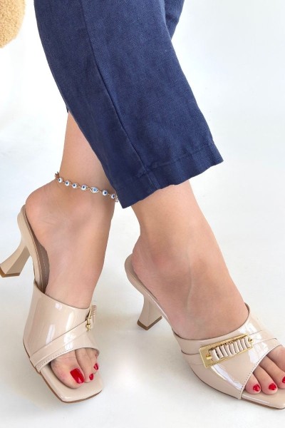 Sief Bej Rugan Topuklu Terlik Sief Bej Rugan Topuklu Terlik