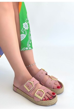 Loera Pudra Nubuk Çift Tokalı Terlik Loera Pudra Nubuk Çift Tokalı Terlik