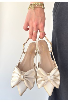 Cenya Bej Saten Babet Ayakkabı Cenya Bej Saten Babet Ayakkabı