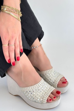 Moka Bej Triko Dolgu Topuk Terlik Moka Bej Triko Dolgu Topuk Terlik