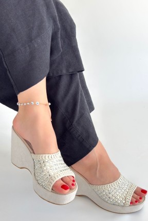 Moka Bej Triko Dolgu Topuk Terlik Moka Bej Triko Dolgu Topuk Terlik