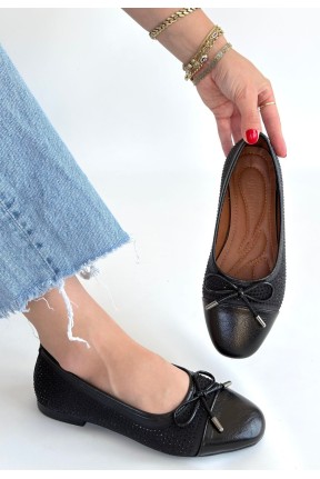 Etya Siyah Cilt Babet Ayakkabı Etya Siyah Cilt Babet Ayakkabı