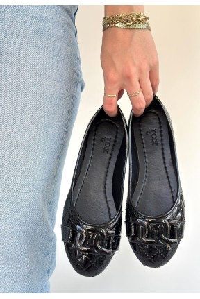 Lawy Siyah Rugan Babet Ayakkabı Lawy Siyah Rugan Babet Ayakkabı