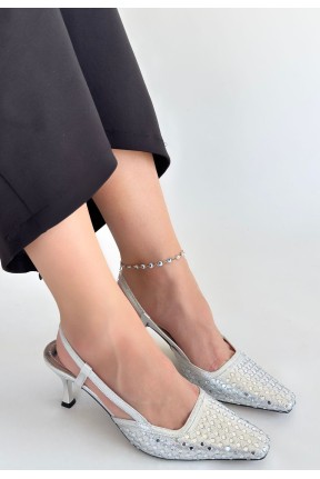 Sione Gümüş Cilt Topuklu Ayakkabı Sione Gümüş Cilt Topuklu Ayakkabı