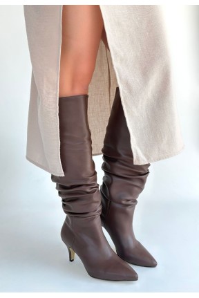 Zelya Kahverengi Cilt Topuklu Çizme Zelya Kahverengi Cilt Topuklu Çizme