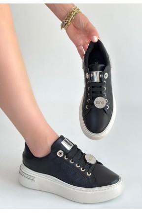 Jlar Siyah Cilt Bağcıklı Spor Ayakkabı