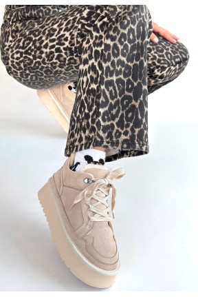 Muden Bej Süet Bağcıklı Bot