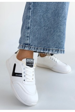 Jowen Beyaz Cilt Siyah Detaylı Bağcıklı Spor Ayakkabı Jowen Beyaz Cilt Siyah Detaylı Bağcıklı Spor Ayakkabı