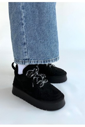 Muden Siyah Süet Bağcıklı Bot Muden Siyah Süet Bağcıklı Bot