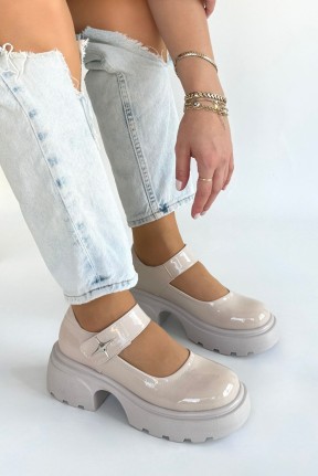 Siyat Bej Rugan Dolgu Topuk Oxford Ayakkabı Siyat Bej Rugan Dolgu Topuk Oxford Ayakkabı