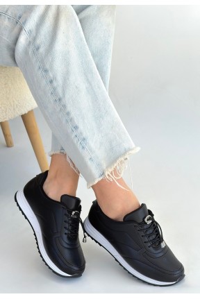 Finna Siyah Cilt Bağcıklı Spor Ayakkabı Finna Siyah Cilt Bağcıklı Spor Ayakkabı