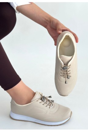 Finna Bej Cilt Bağcıklı Spor Ayakkabı Finna Bej Cilt Bağcıklı Spor Ayakkabı
