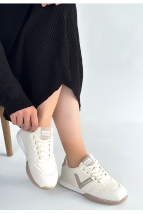 Jowen Bej Cilt Vizon Detaylı Bağcıklı Spor Ayakkabı Jowen Bej Cilt Vizon Detaylı Bağcıklı Spor Ayakkabı