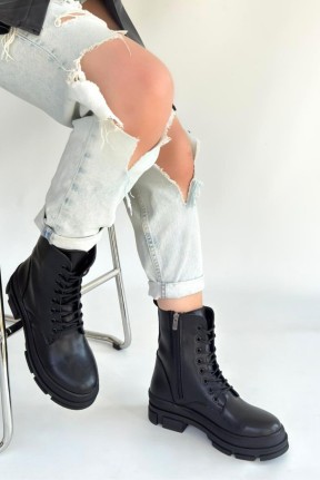 Allex Siyah Cilt Bağcıklı Bot Allex Siyah Cilt Bağcıklı Bot