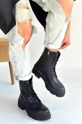 Allex Siyah Cilt Bağcıklı Bot Allex Siyah Cilt Bağcıklı Bot