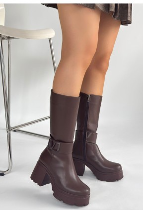 Moki Kahverengi Cilt Topuklu Çizme Moki Kahverengi Cilt Topuklu Çizme