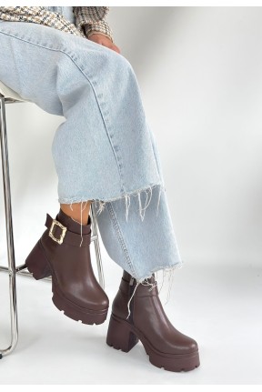 Pinma Kahverengi Cilt Topuklu Bot Pinma Kahverengi Cilt Topuklu Bot