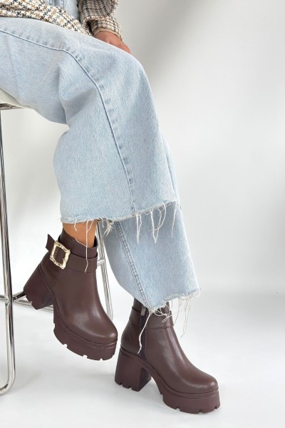 Pinma Kahverengi Cilt Topuklu Bot Pinma Kahverengi Cilt Topuklu Bot